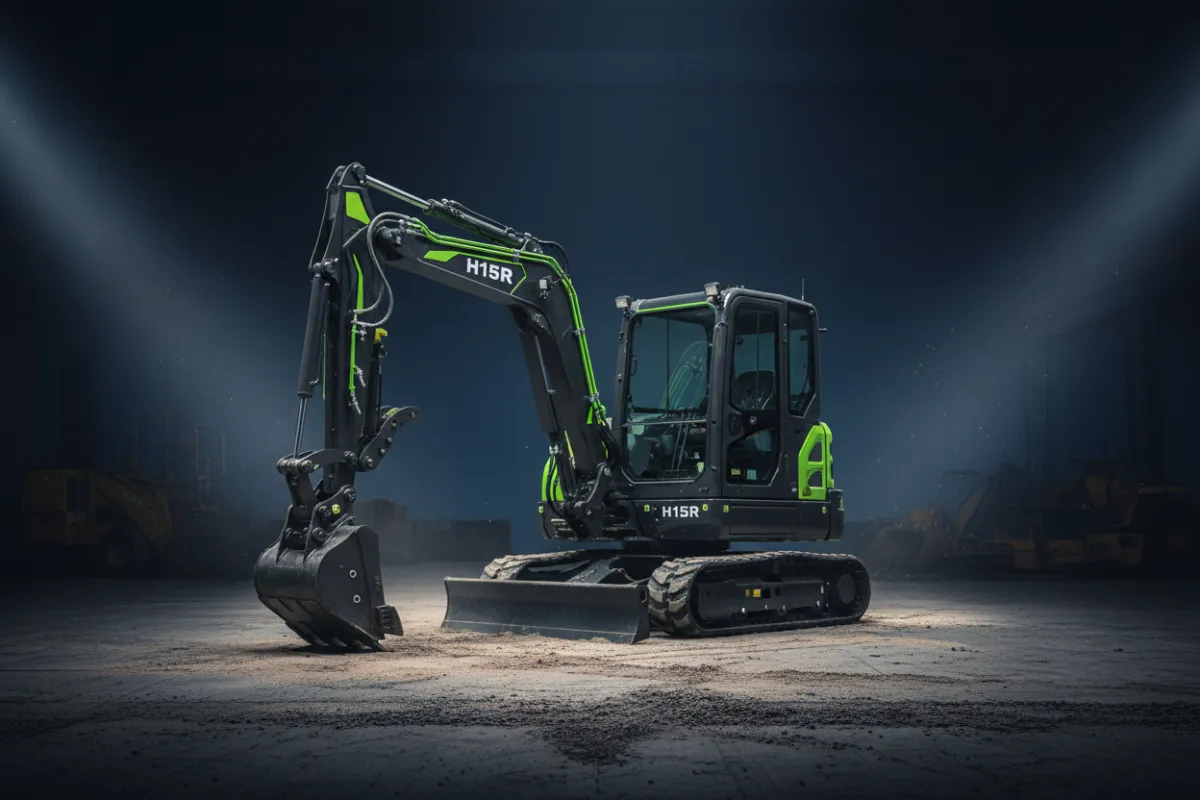 Mini excavator on rubber tracks